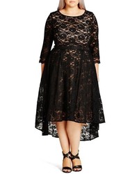 City Chic Lace Lover Highlow Midi Dress
