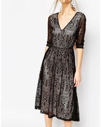 Asos Lace Midi Dress With Contrast Lining