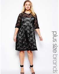 Lucabella Plus Size Midi Lace Party Dress With Contrast Lining