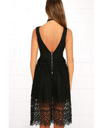 LuLu*s Absolutely Fabulous Black Lace Midi Dress