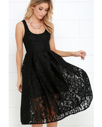 LuLu*s Sweet Rhapsody Black Lace Midi Dress
