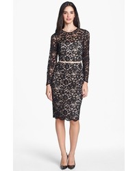 Maggy London Embroidered Lace Overlay Midi Dress Black 6
