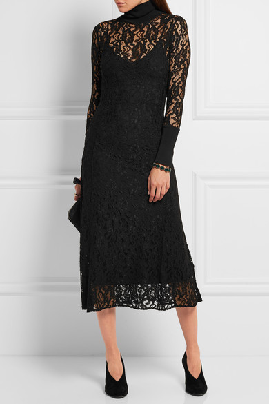 By Malene Birger Palomos Corded Lace Midi Dress Black 450 NET