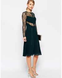 Asos Petite Midi Lace Skater Dress With Cut Outs