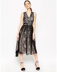Asos Petite Premium Contrast Lace Midi Prom Dress