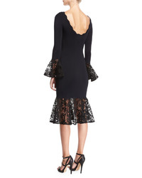 Sachin + Babi Sachin Babi Kochi Scoop Back Fitted Midi Cocktail Dress W Lace