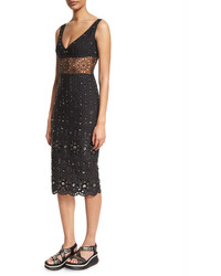 Marc Jacobs Sleeveless Embellished Lace Midi Dress Black