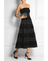 Dolce & Gabbana Strapless Devor Velvet And Lace Midi Dress