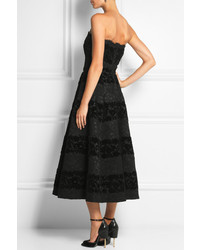 Dolce & Gabbana Strapless Devor Velvet And Lace Midi Dress