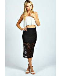 Boohoo Lisa Exposed Lace Midi Skirt