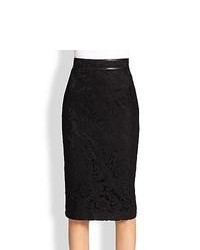 Burberry London Lace Fishtail Pencil Skirt Black