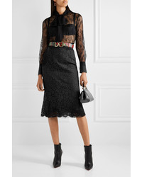 Dolce & Gabbana Cotton Blend Guipure Lace Midi Skirt