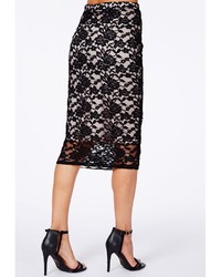Missguided Graciana Black Lace Midi Skirt