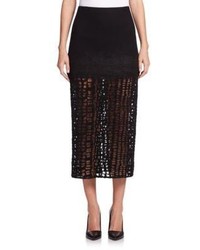 Jason Wu Wool Flannel Lace A Line Skirt