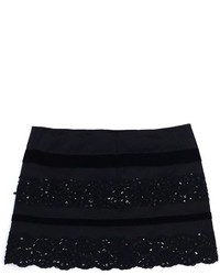 Nanette Lepore Black Embellished Stripe Mini Skirt