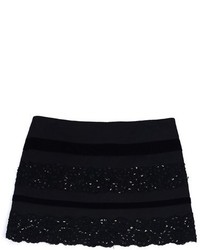 Nanette Lepore Black Embellished Stripe Mini Skirt