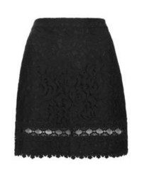 Topshop Black Lace A Line Skirt With An Embroidered Hem Cut Out Detailing And Zip Fastening At The Back 76% Polyamide 24% Cotton Machine Washable