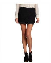 Diane von Furstenberg Black Lace And Leather Elley Mini Skirt