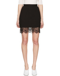 Carven Black Lace Trim Miniskirt