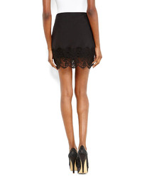 Black Scalloped Lace Mini Skirt