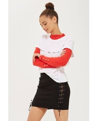 Topshop Lace Side Mini Skirt