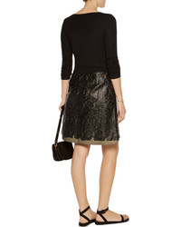 Tomas Maier Layered Coated Cotton Lace Mini Skirt