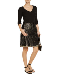Tomas Maier Layered Coated Cotton Lace Mini Skirt
