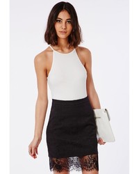 Missguided Extended Lace Detail Mini Skirt Black