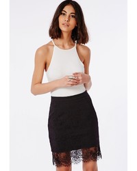 Missguided Extended Lace Detail Mini Skirt Black