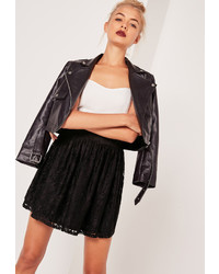 Missguided Lace Full Mini Skirt Black