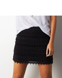 American Eagle Outfitters Black Lace Tiered Mini Skirt