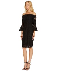 Adrianna Papell Off The Shoulder Lace Sheath Dress With Flared Sleeve Dress