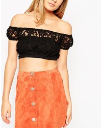 Asos Collection Smock Top With Off Shoulder In Lace