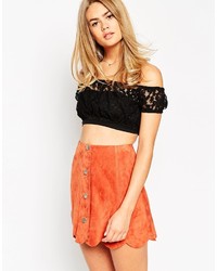 Asos Collection Smock Top With Off Shoulder In Lace