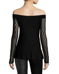 L'Agence Off The Shoulder Lace Knitted Top