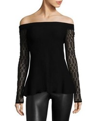 L'Agence Off The Shoulder Lace Knitted Top