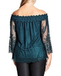 City Chic Soft Lace Off The Shoulder Top