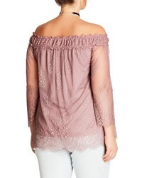 City Chic Soft Lace Off The Shoulder Top