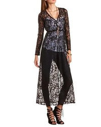 Charlotte Russe Buttoned Lace Duster Cardigan