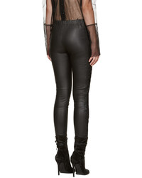 Haider Ackermann Black Leather Lace Up Trousers