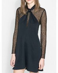 Choies Black Bowknot Party Dress With Lace Top