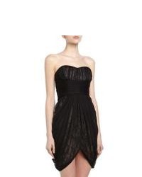 maxandcleo Strapless Lace Chiffon Tube Dress Black