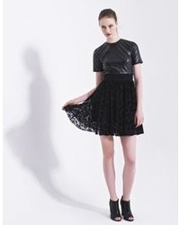 Carnet de Mode The Meed Black Synthetic Leather Dress With Lace Bottom