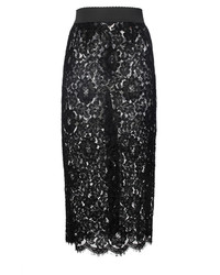Dolce & Gabbana Black Cordonetto Lace Pencil Skirt