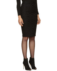 Givenchy Black Net And Lace Pencil Skirt