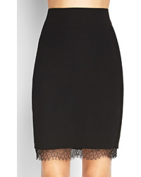 Forever 21 Contemporary Lace Trimmed Pencil Skirt
