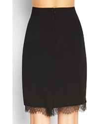 Forever 21 Contemporary Lace Trimmed Pencil Skirt