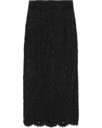 Dolce & Gabbana Corded Lace Midi Skirt Black