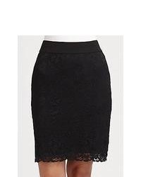Josie Natori Dahila Lace Pencil Skirt Black