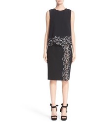 Versace Lace Insert Stretch Cady Pencil Skirt